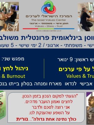 תוכנית הכשרה בינלאומית פרונטלית בעולמות החוסן: ערכים-אמון-לחץ ושחיקה -ינואר 2026
